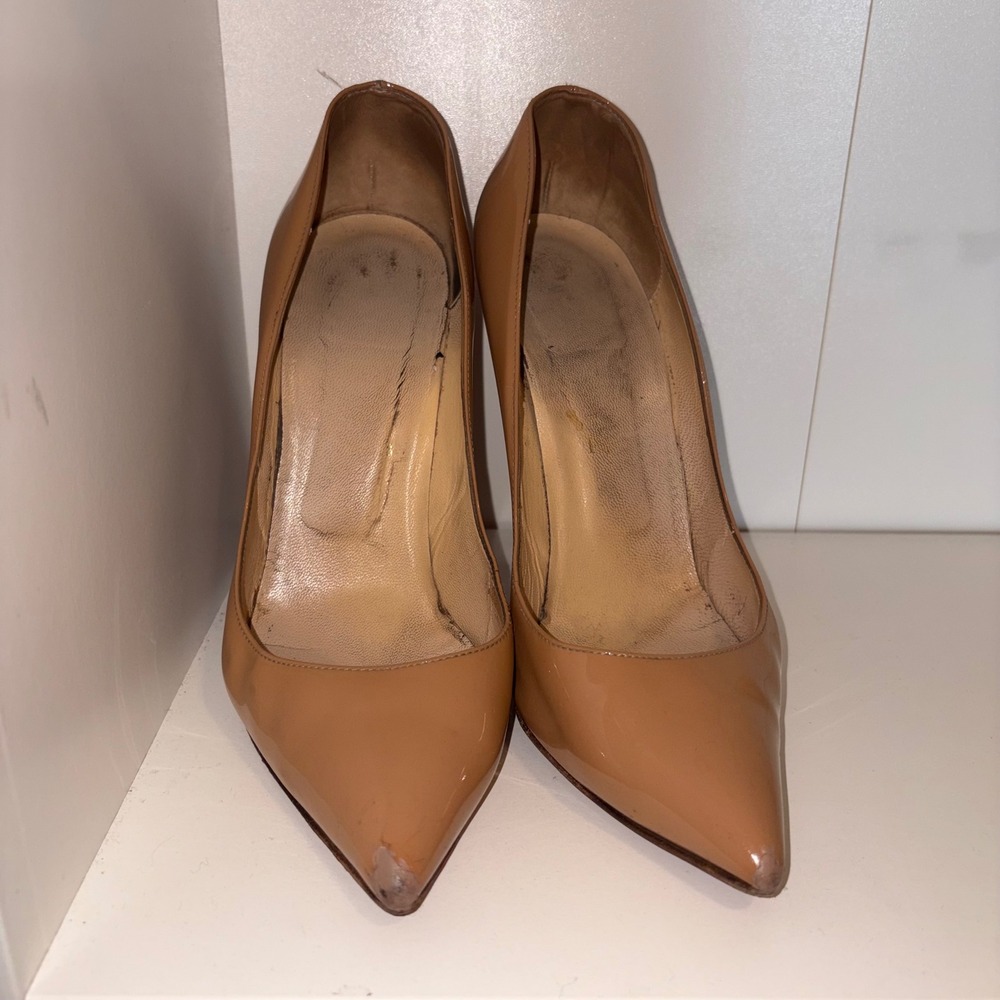 Christian Louboutin So Kate Nude Patent Leather Pointed Toe Pumps SZ 41 - Picture 7 of 7